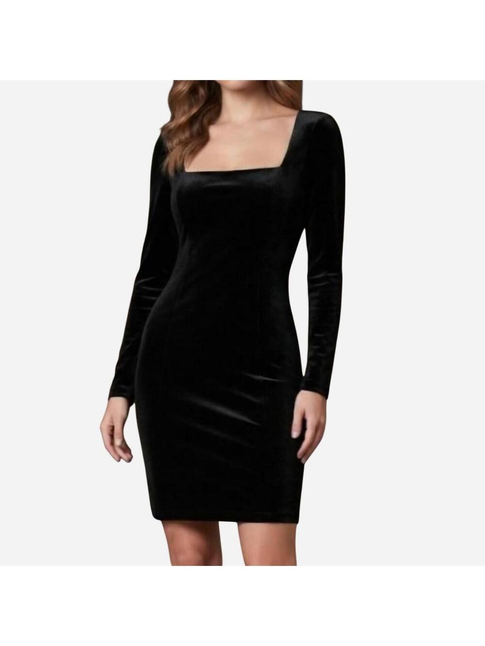 Black Velvet Long-Sleeve Mini Dress